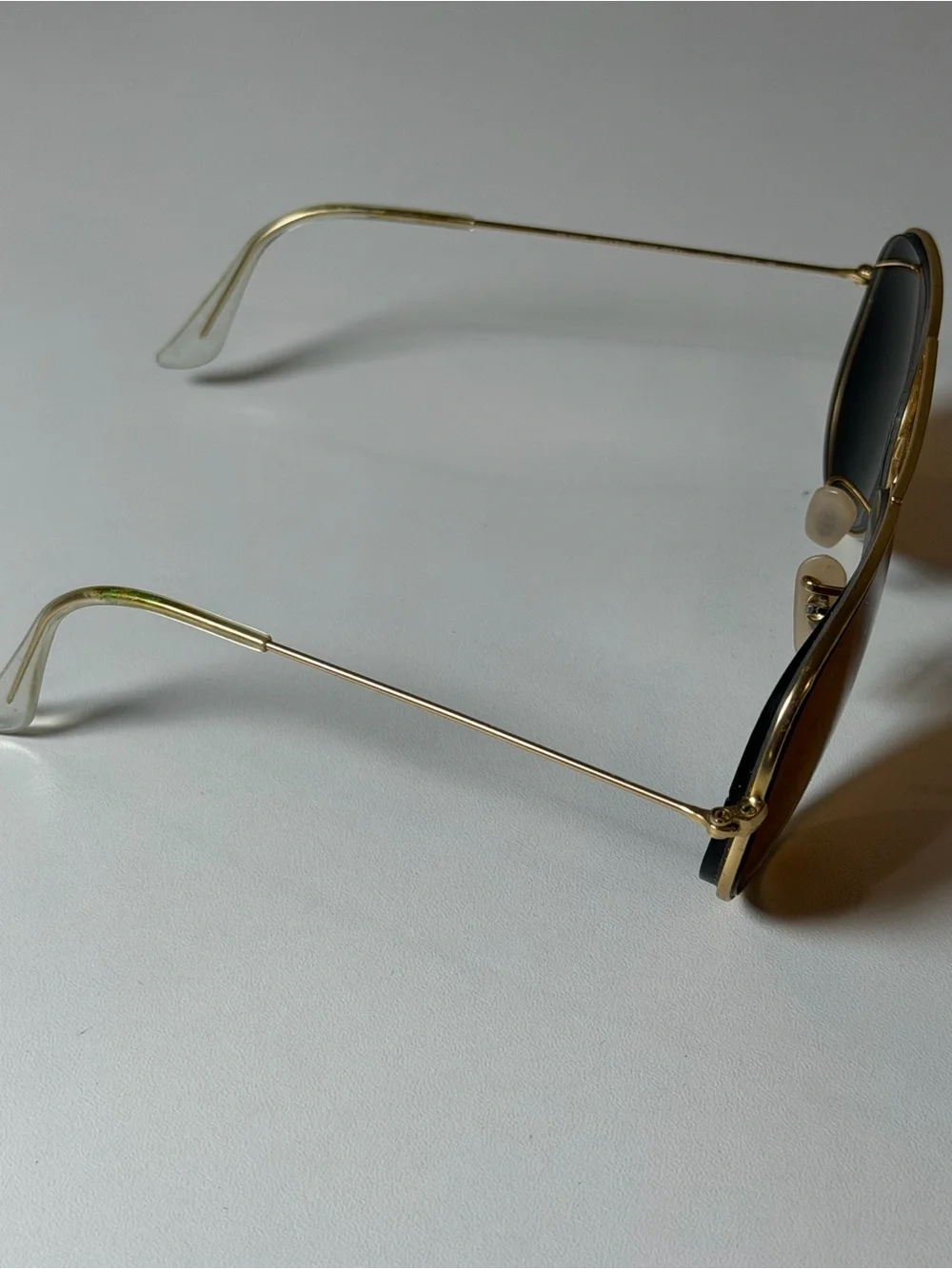 Vintage Authentic Ray-Ban Gold Frame Brown Lens Large Aviator Sunglasses